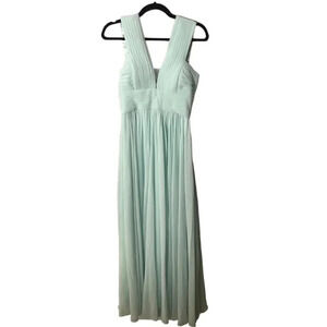 Bariano Australia Claribel V-Neck Pleated Top Mint Green Formal Maxi Dress Sz Sm